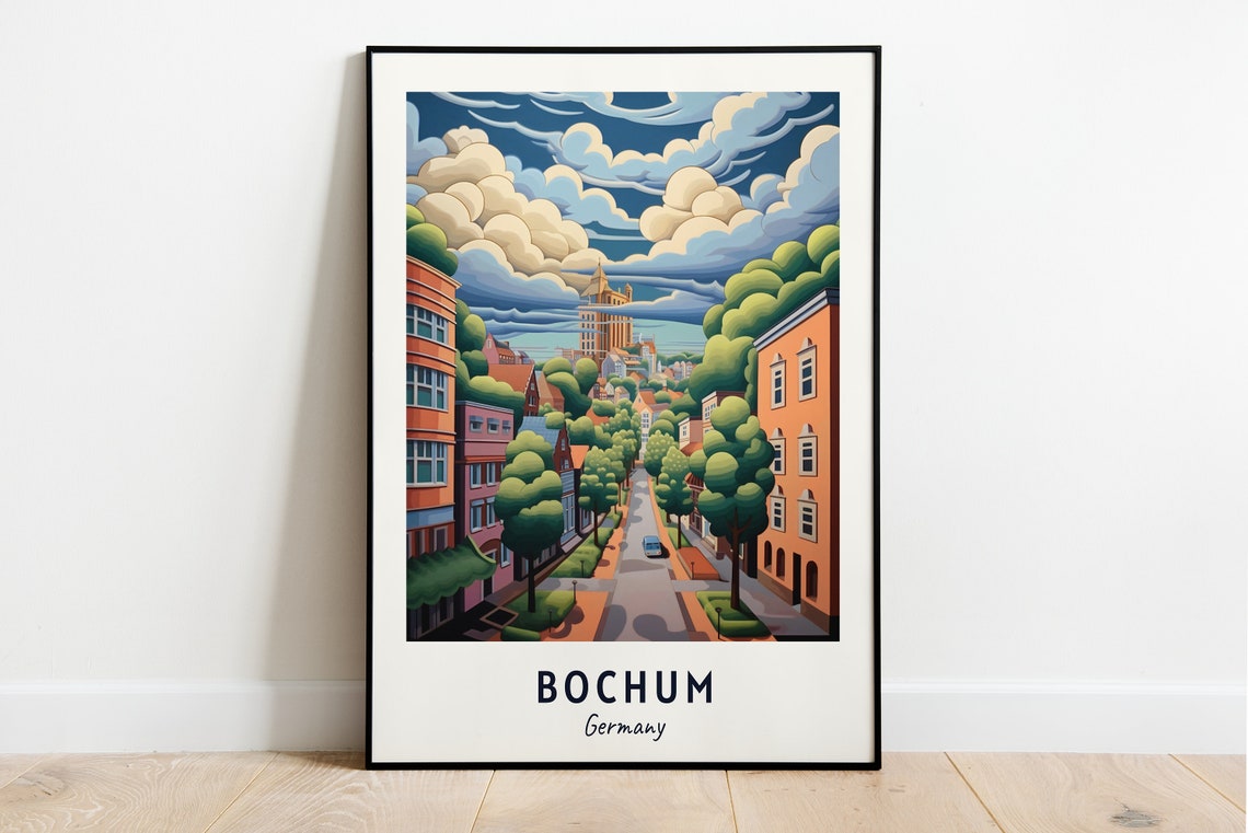 Bochum Old Town Street Dramatic Clouds Skyline Travel Poster