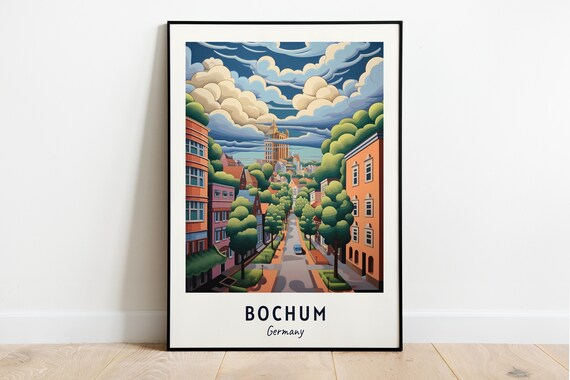 Bochum Old Town Street Dramatic Clouds Skyline Travel Poster