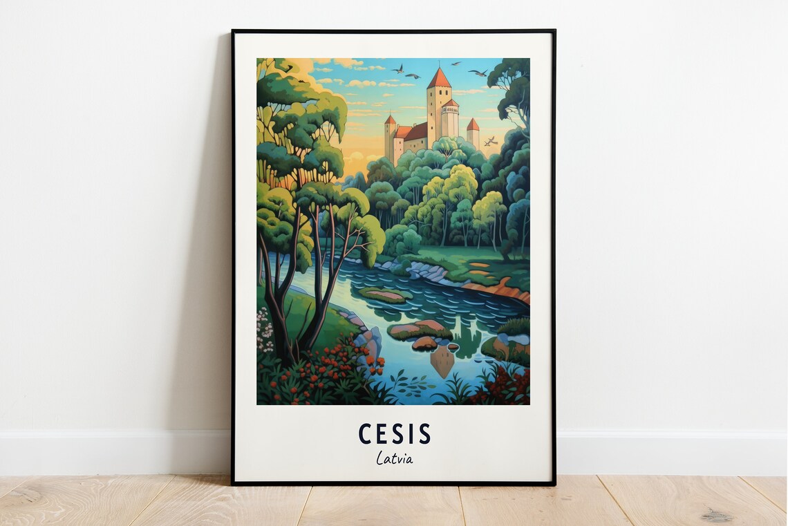 Cesis Castle Travel Poster, Cesis Latvia City Print