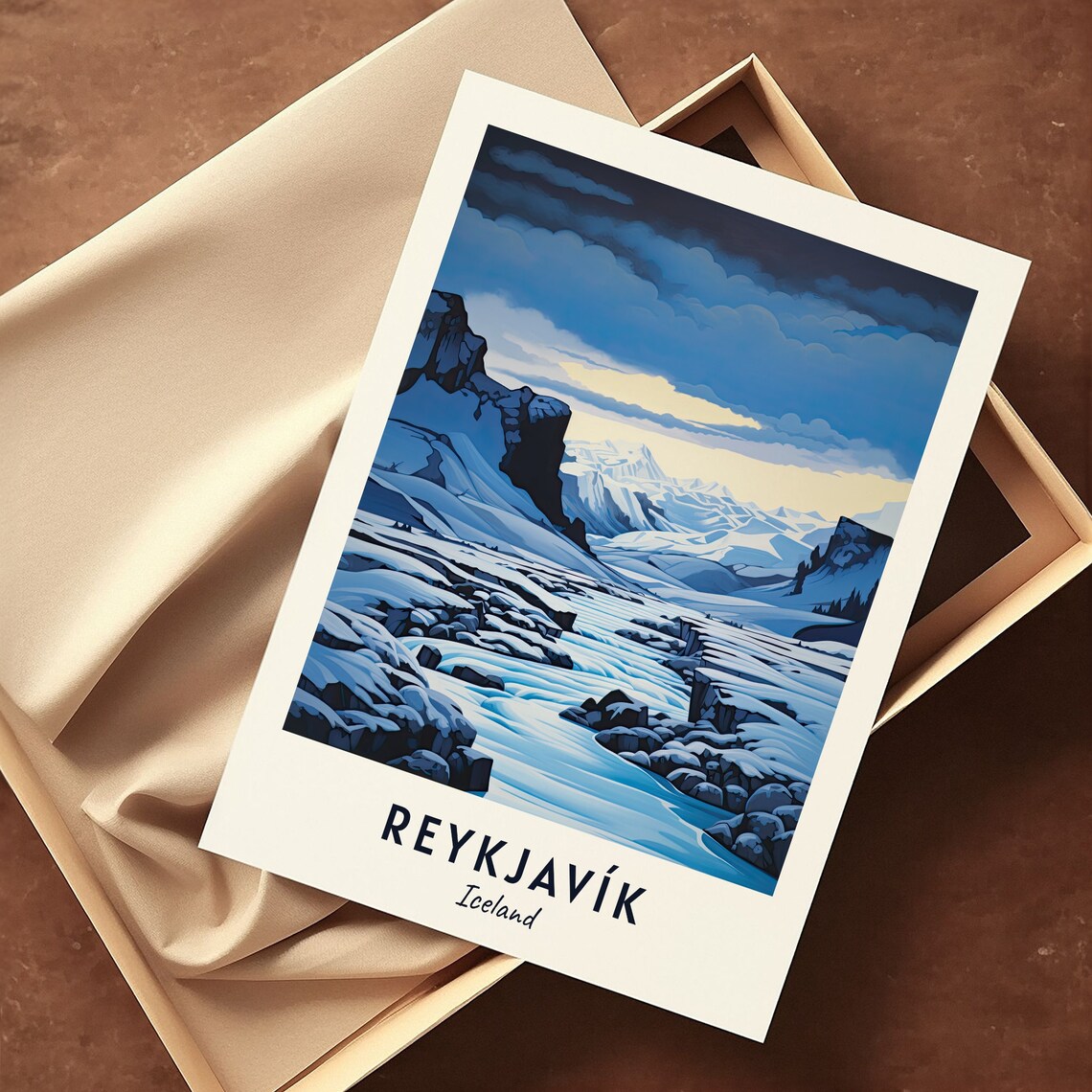 Reykjavik Iceland Icy Glacier River Winter Twilight Travel Poster - Image 3