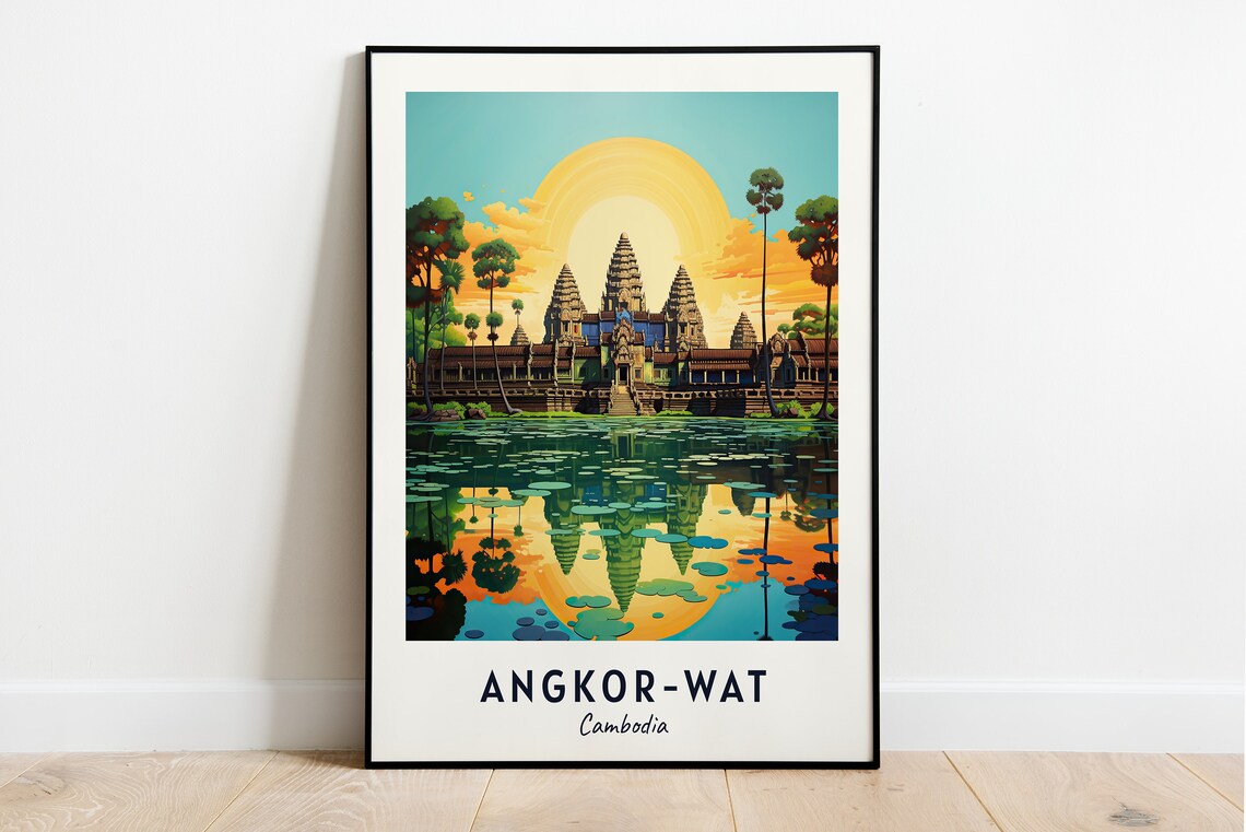 Angkor Wat Cambodia Travel Poster, Travel Gift