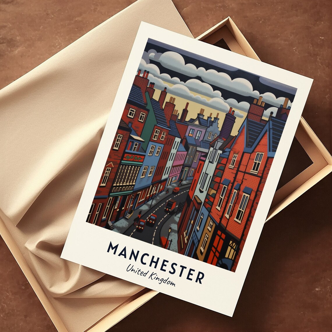 Manchester United Kingdom Brick Street Dusk Clouds Travel Poster - Image 3