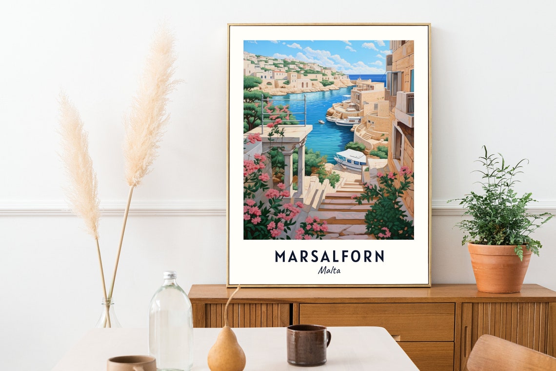 Marsalforn Bay Travel Print Wall Art Marsalforn Malta City Print Marsalforn Bay Travel Gift Marsalforn Bay Poster - Image 2