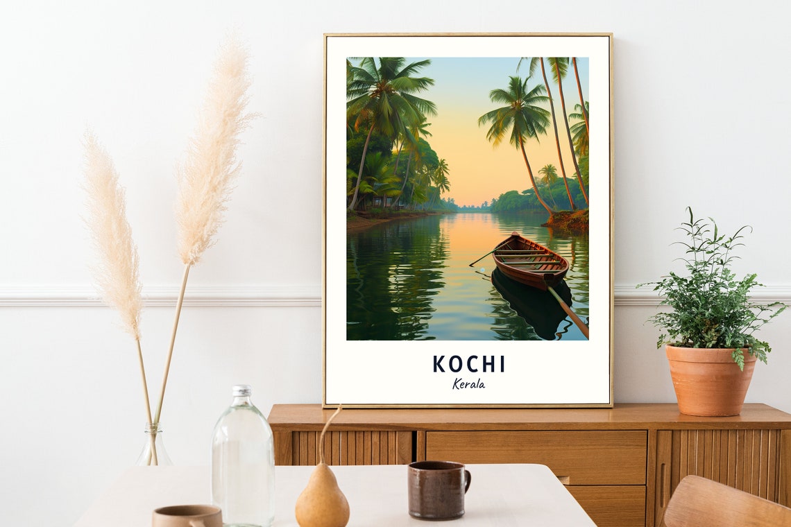 Kochi Travel Print Wall Art Kochi Kerala City Print Kochi Travel Gift Kochi City Poster Travel Gift Wedding Gift - Image 2