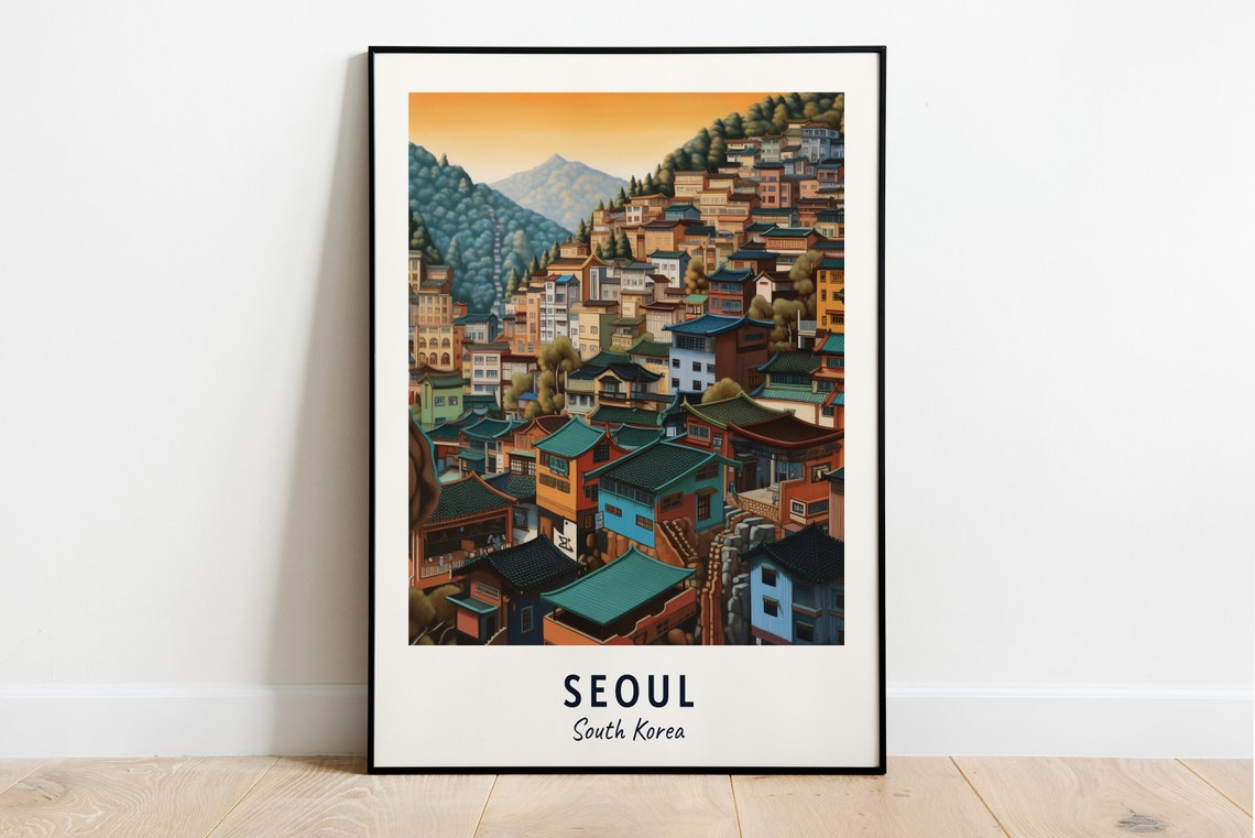 Seoul Travel Print Wall Art Seoul South Korea City Print Seoul Travel Gift Seoul City Poster Travel Gift Wall Art