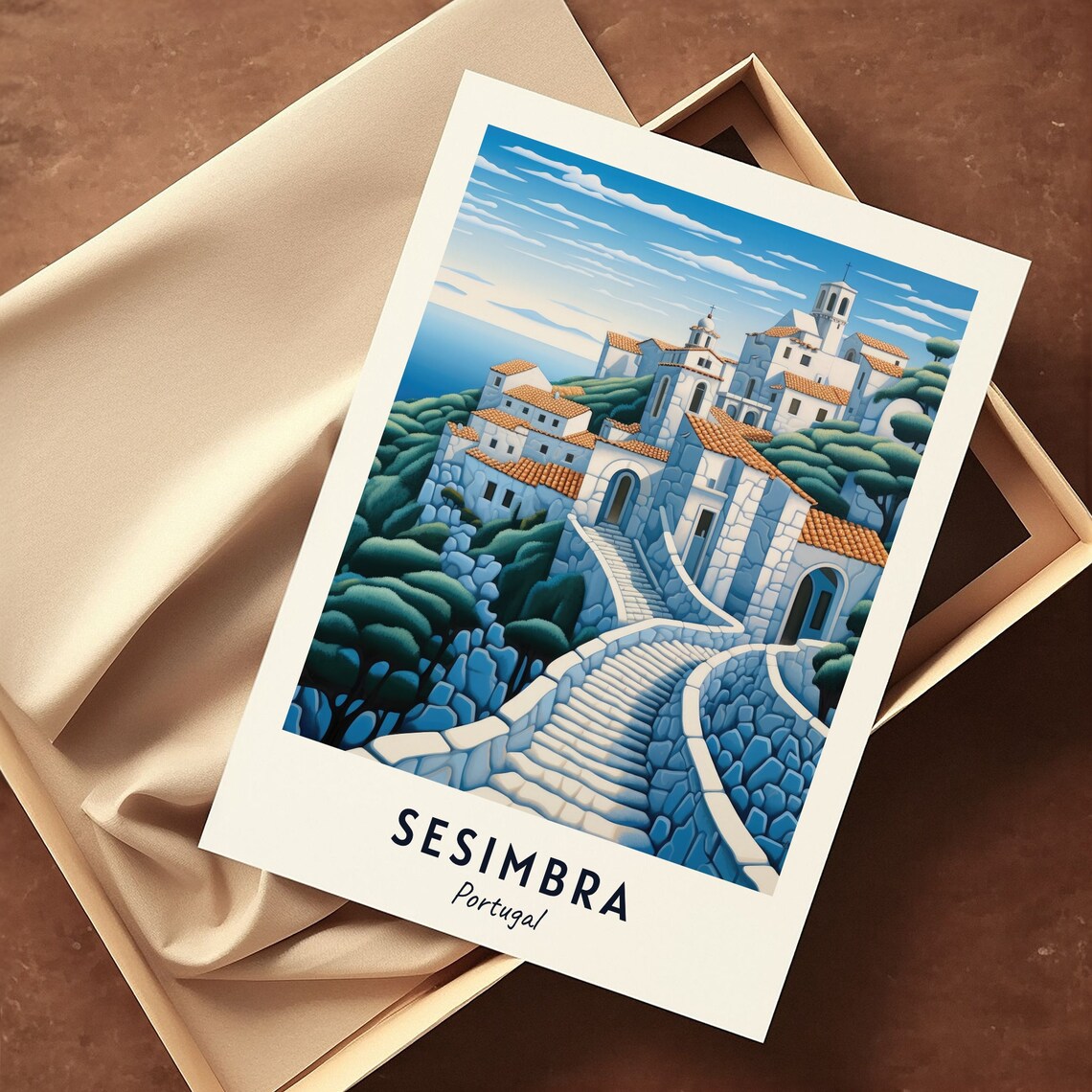 Sesimbra Castle Hilltop Fortress above the Bay Portugal Travel Poster - Image 3