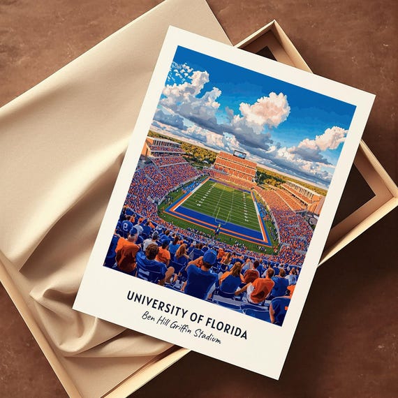 University Of Florida Stadium Print College Dorm Print Ben Hill Griffin Stadium Print College Football Print Gift Dorm Decor