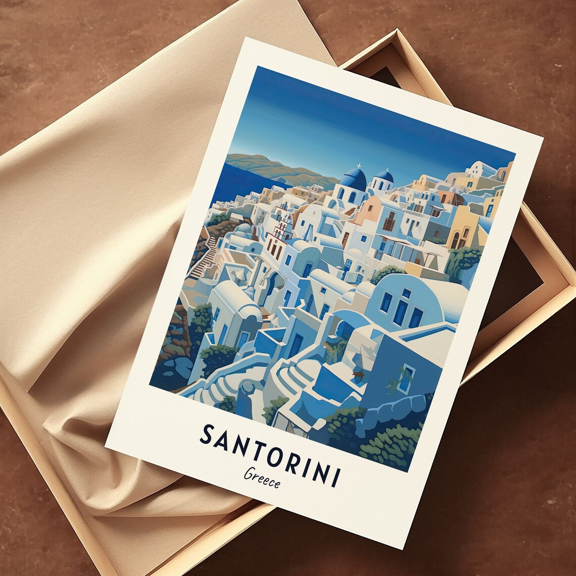 Santorini Greece Travel Poster, City Print - Image 3