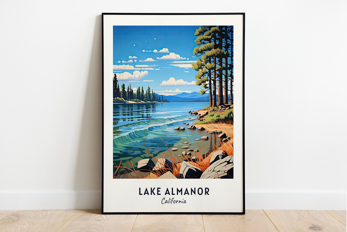 Lake Almanor California Pine Forest Shore Clear Lake Daytime Poster