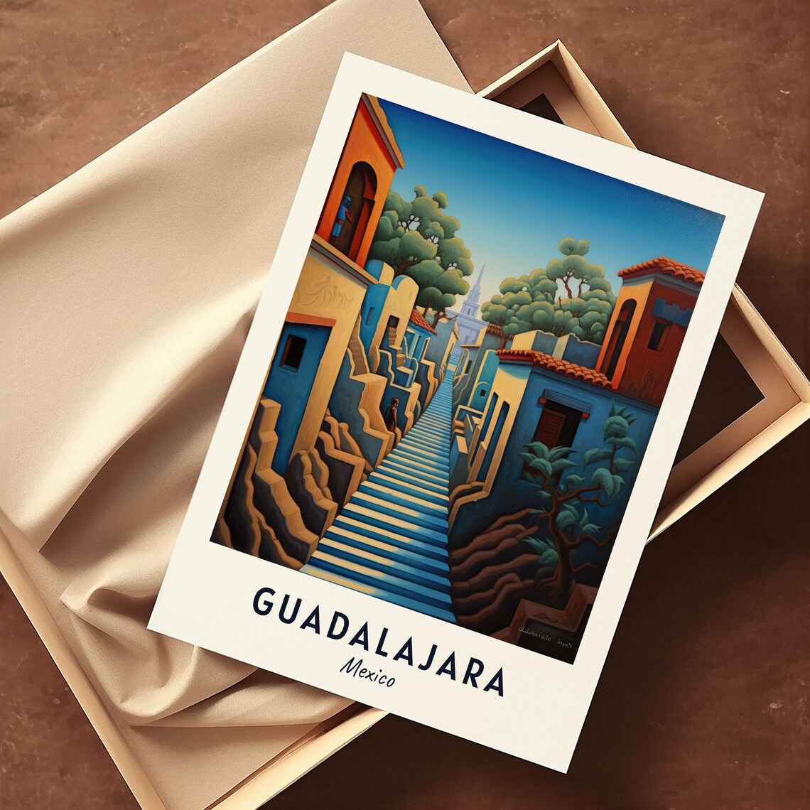 Colorful Blue Staircase Colonial Street Guadalajara Mexico Poster - Image 3