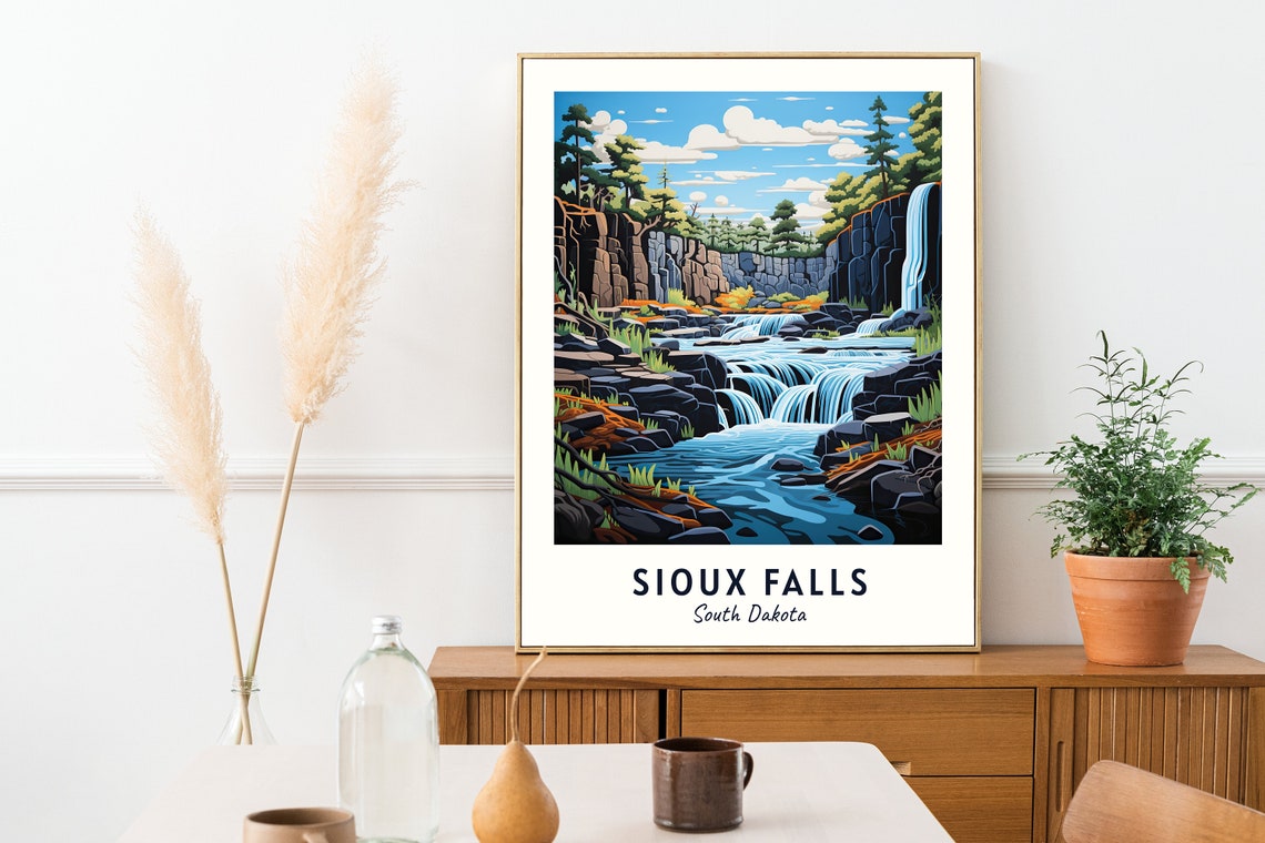 Sioux Falls South Dakota Waterfall Cascades River Travel Poster - Image 2