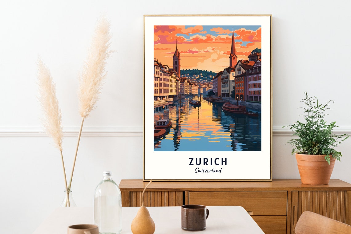 Zurich Travel Print Wall Art Zurich Switzerland City Print Zurich Travel Gift Zurich City Poster Travel Gift - Image 2