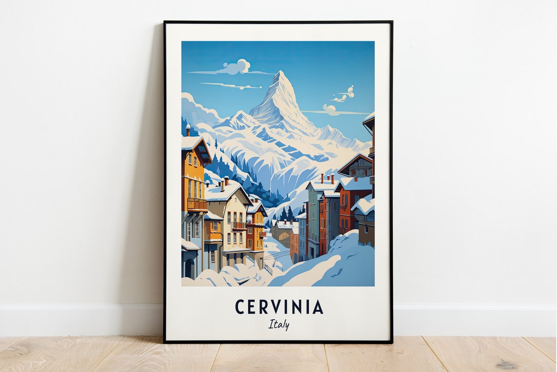 Cervinia Italy Alpine Village Beneath The Pyramidal Snow Peak Poster