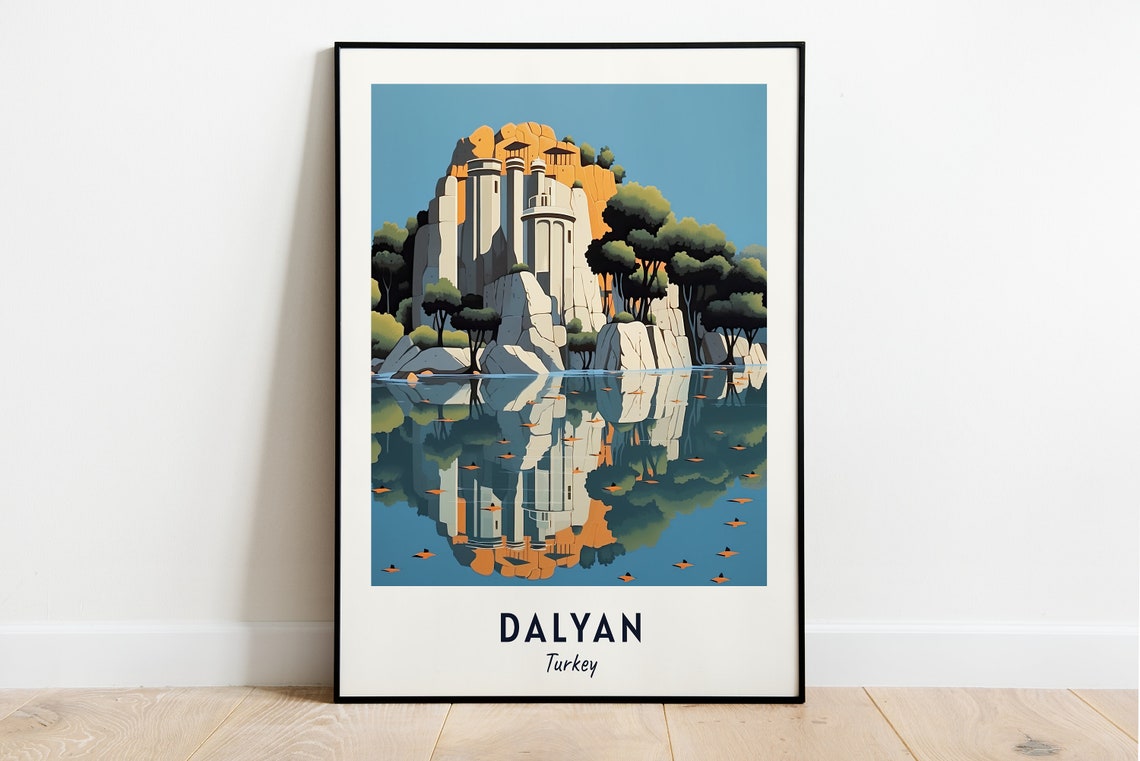Lycian Rock Tombs Cliff Reflection Dalyan Turkey Travel Poster