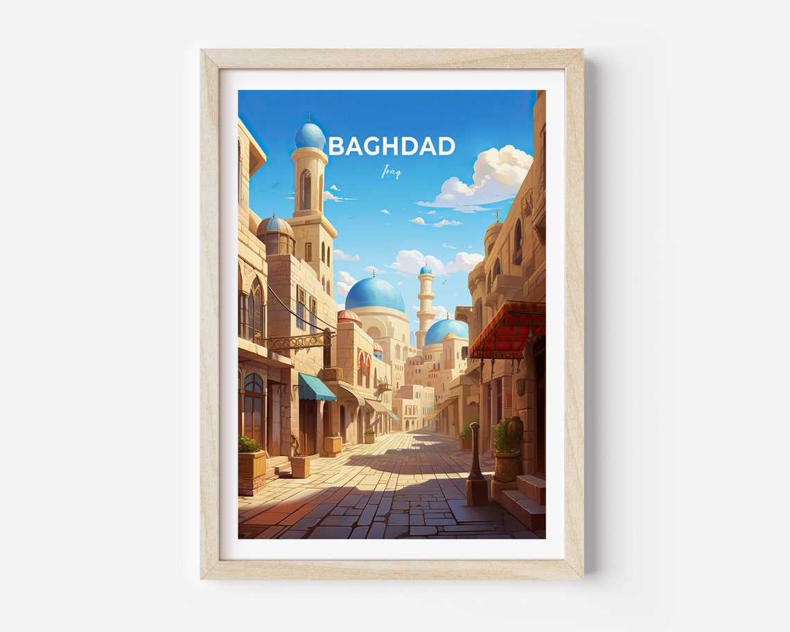 Baghdad Iraq Blue Domed Old Street Historic City View Poster