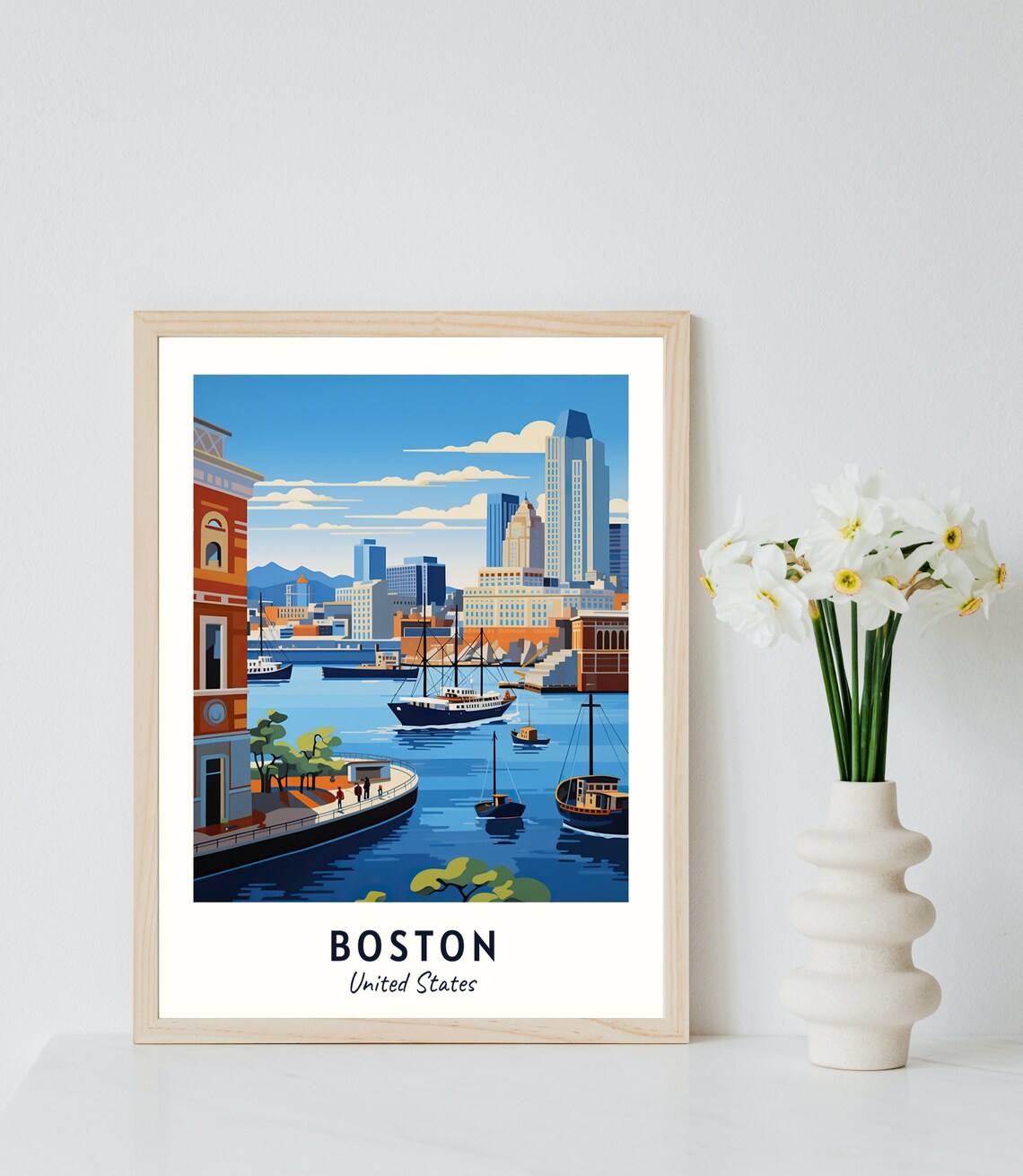 Boston City Print Boston Travel Poster United States Travel Gift Boston United States Poster Boston Gift - Image 2