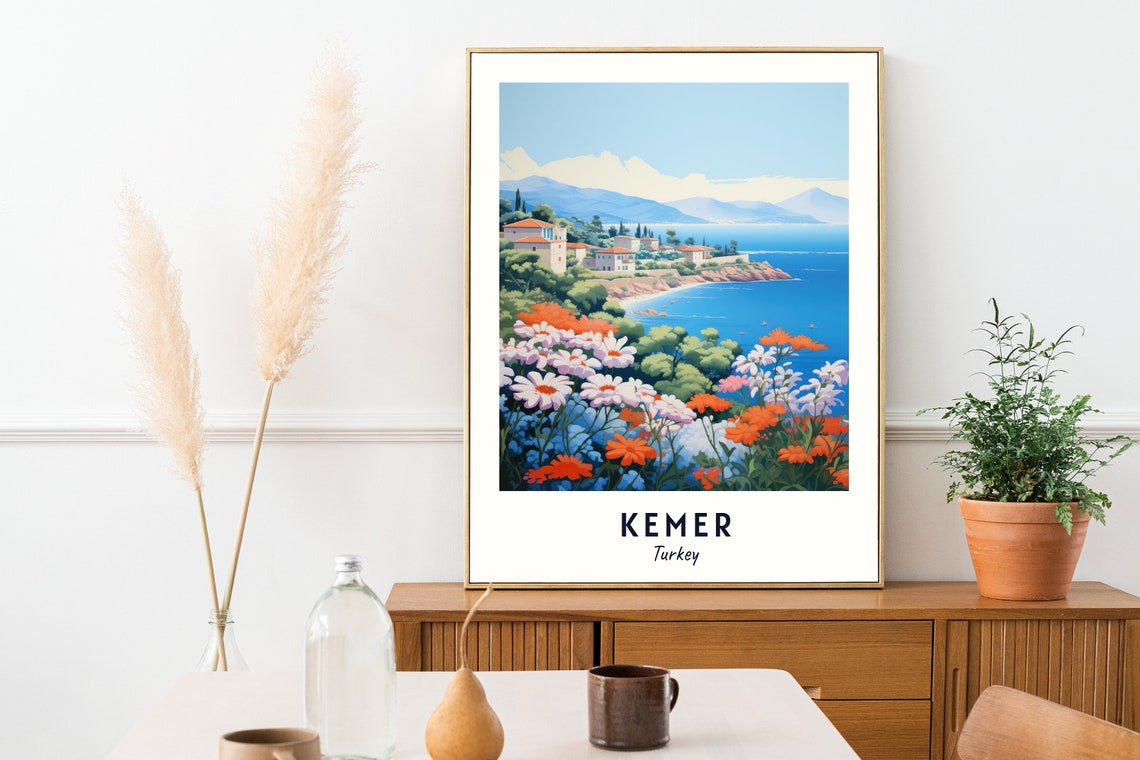 Kemer Travel Print Wall Art Kemer Turkey City Print Kemer Travel Gift Kemer City Poster Travel Gift Wedding Gift - Image 2