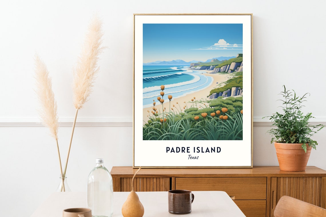 Padre Island Travel Print Wall Art Padre Island Texas City Print Padre Island Travel Gift Padre Island City Poster - Image 2