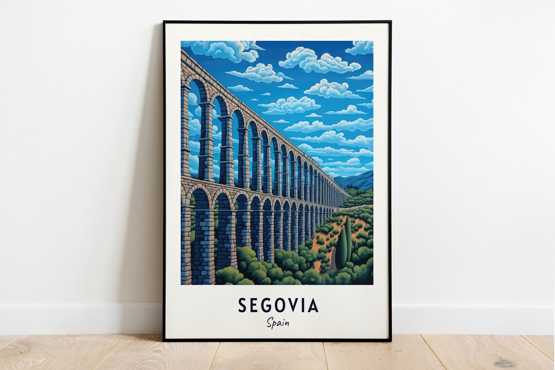 Aqueduct of Segovia Travel Poster, Segovia Spain