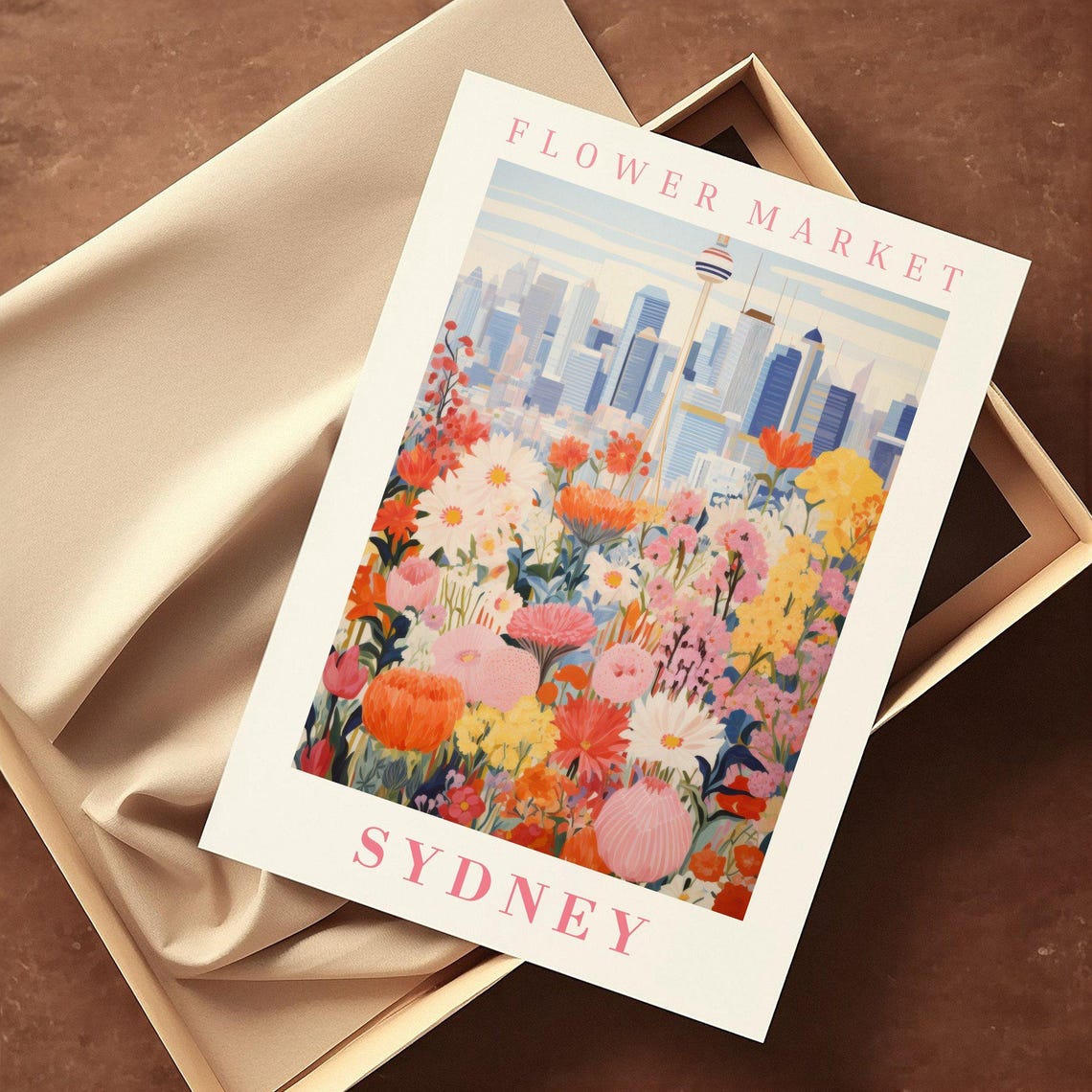 Sydney Flower Market Skyline Sky Tower Wildflower Cityscape Poster - Image 2
