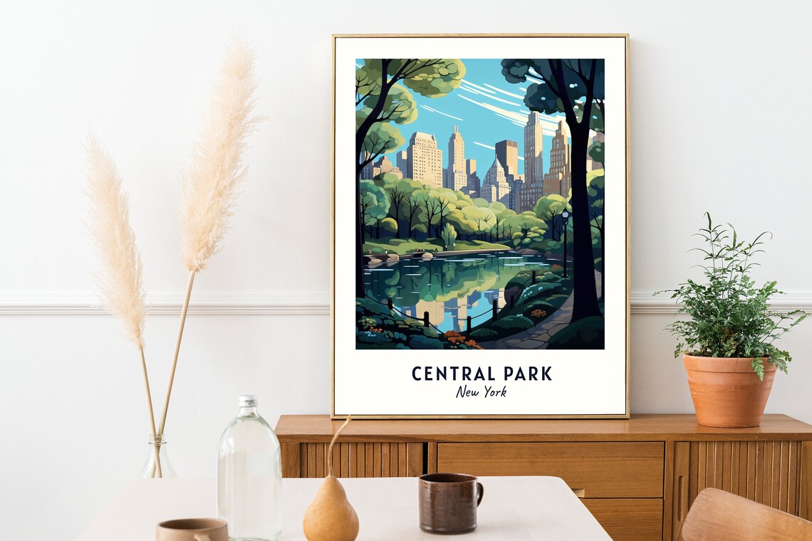 Central Park New York City Lake Skyline Urban Green Oasis Poster - Image 2