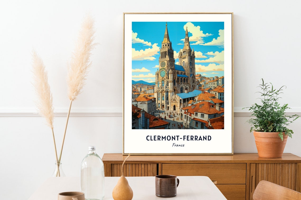 Clermont Ferrand Travel Print Wall Art Clermont Ferrand France City Print Clermont Ferrand Travel Gift Clermont Ferrand City Poster - Image 2