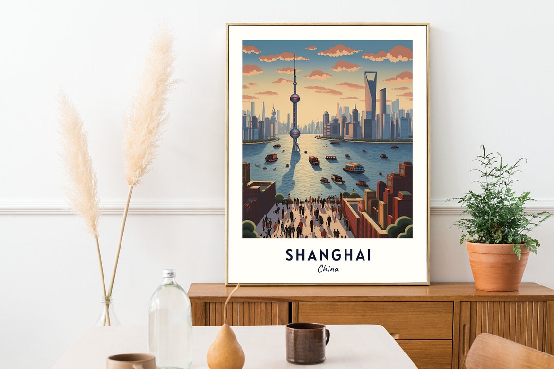 The Bund Travel Print Wall Art Shanghai China City Print The Bund Travel Gift The Bund Poster Travel Gift Wall Art - Image 2