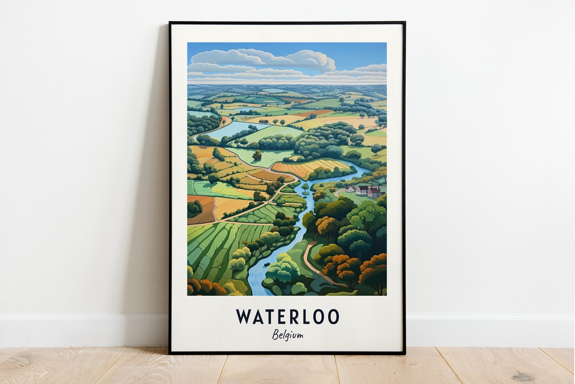 Waterloo Belgium Rolling Countryside River Valley Fields Poster