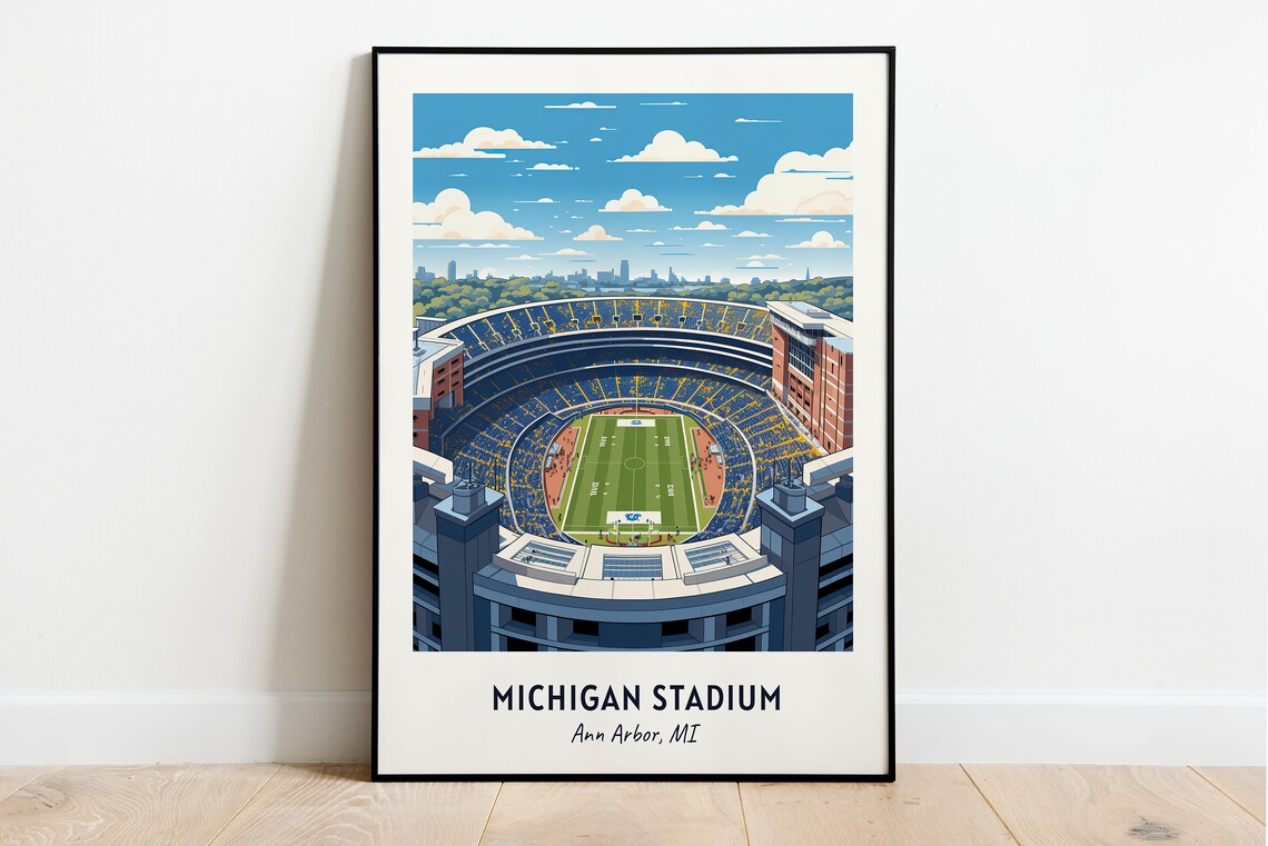 Michigan Stadium Art Print, Ann Arbor Football