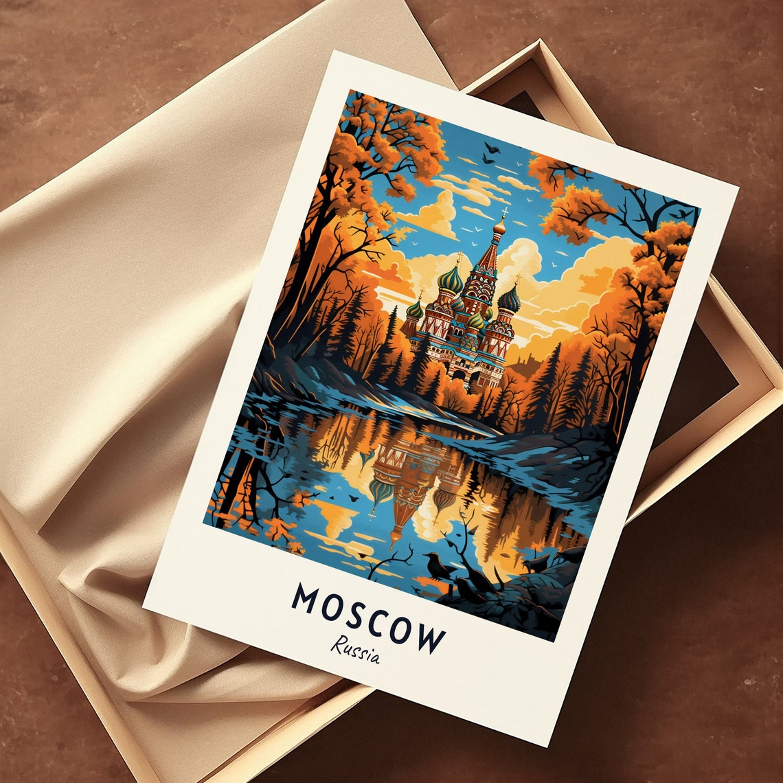 Moscow Russia Travel Poster with St. Basil's Cathedral at Sunset - Image 3