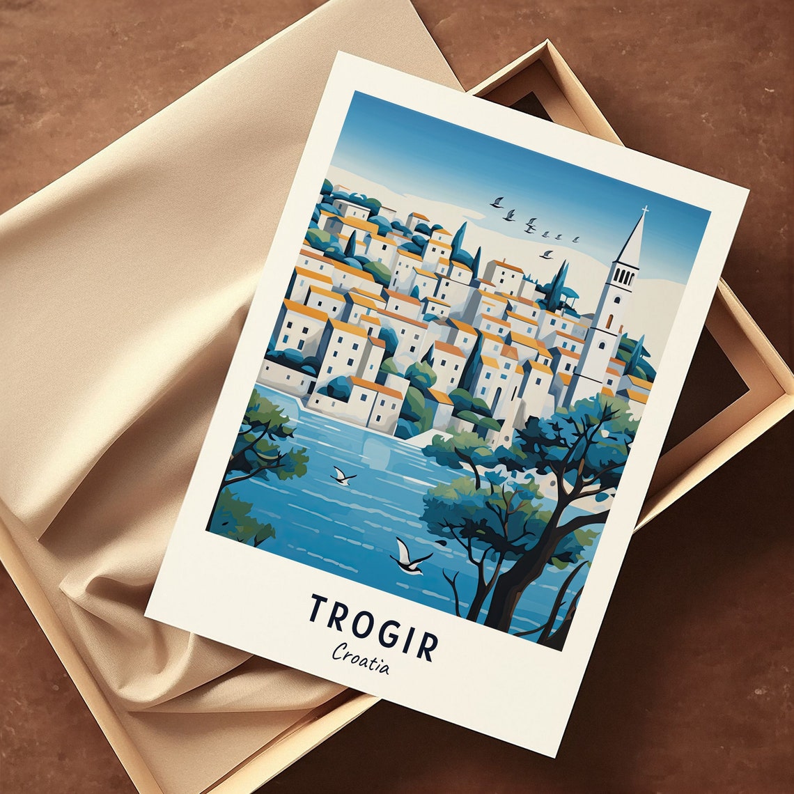 Trogir Croatia Old Town Bell Tower Over The Blue Adriatic Poster - Image 3