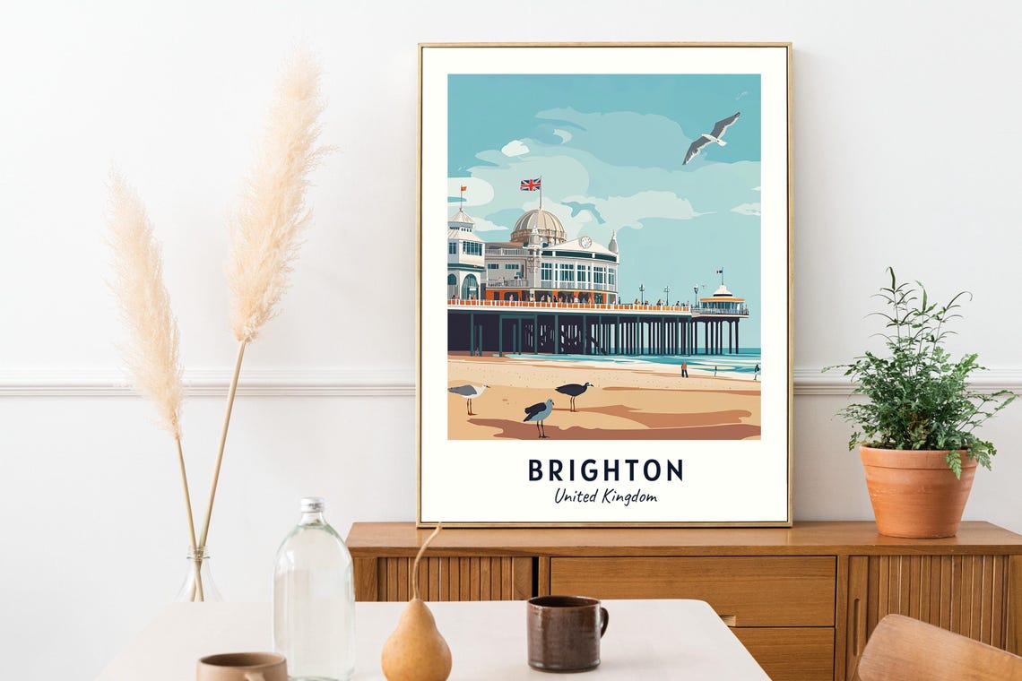 Brighton Palace Pier Seagulls Beach United Kingdom Seaside Poster - Image 2