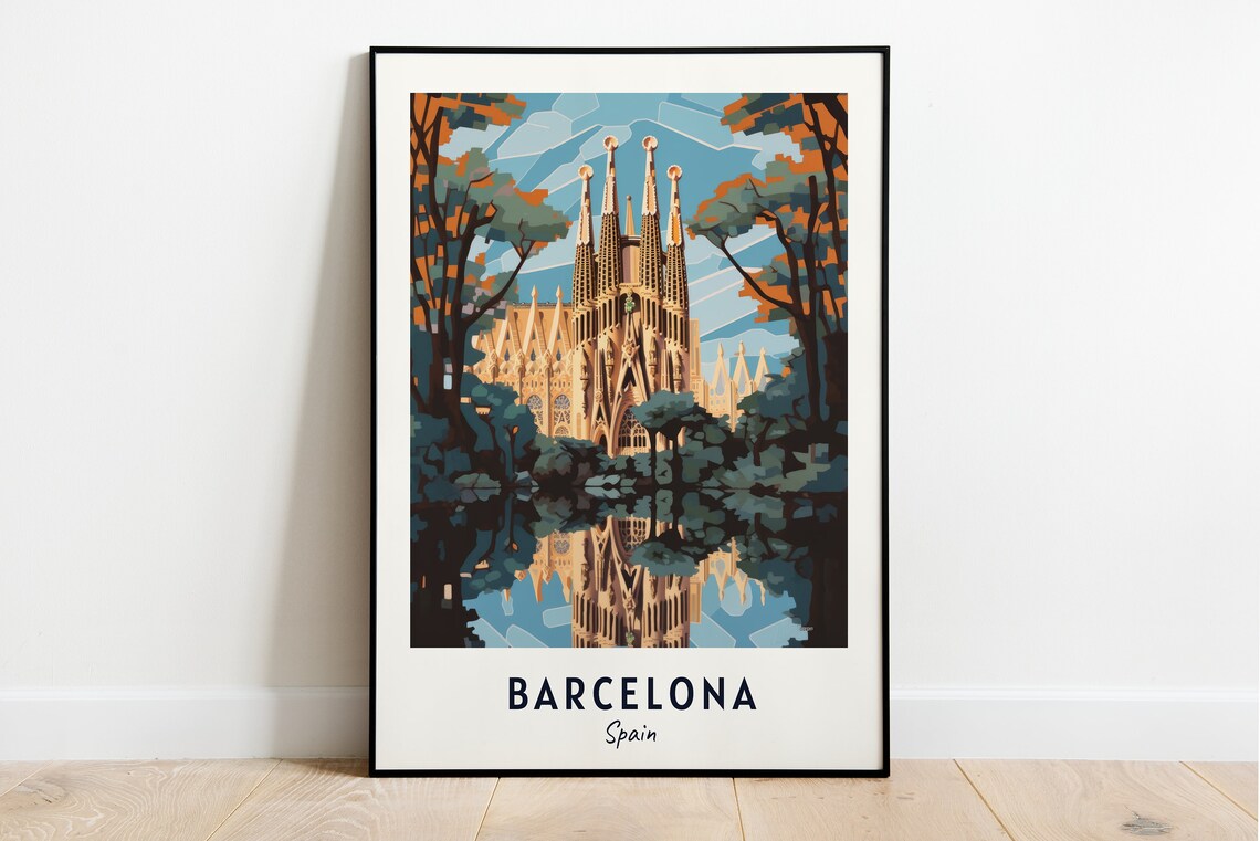 Barcelona Travel Gift City Poster Print