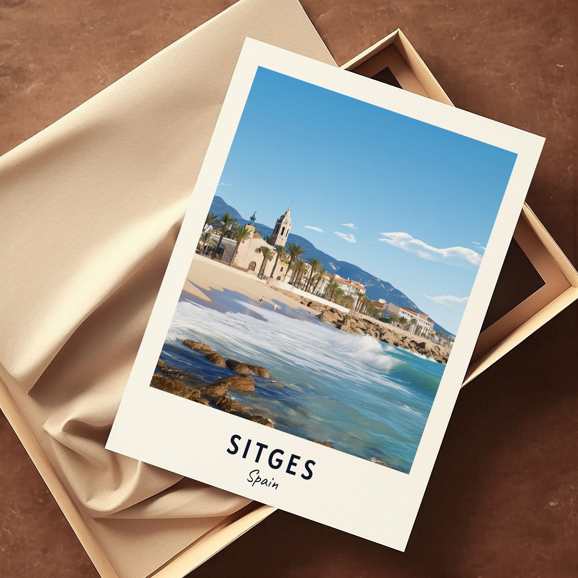 Sitges Spain Beach Church Seaside Town Mediterranean Travel Poster - Image 3