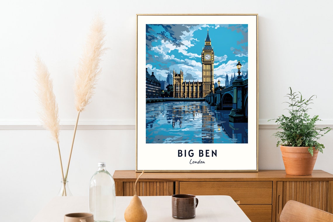Big Ben London Clock Tower At Dusk Reflected In The Thames Poster - Image 2