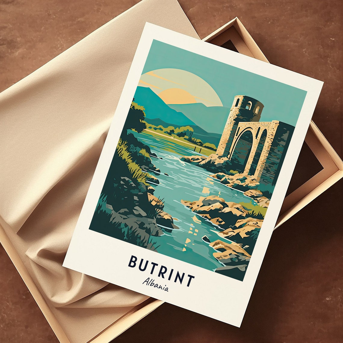 Butrint Albania Ancient Stone Ruin By River At Sunset Poster - Image 3