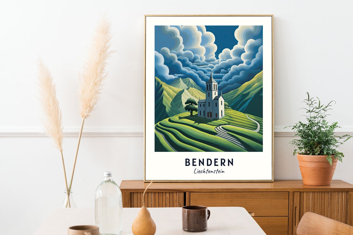 Bendern Church Travel Print Wall Art Bendern Liechtenstein City Print Bendern Church Travel Gift Bendern Church Poster Travel Gift - Image 2