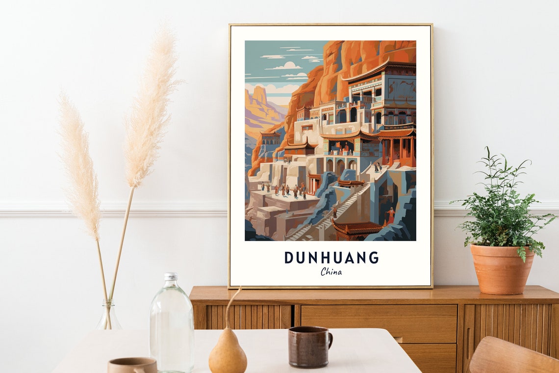 Mogao Caves Travel Print Wall Art Dunhuang China City Print Mogao Caves Travel Gift Mogao Caves Poster Travel Gift - Image 2