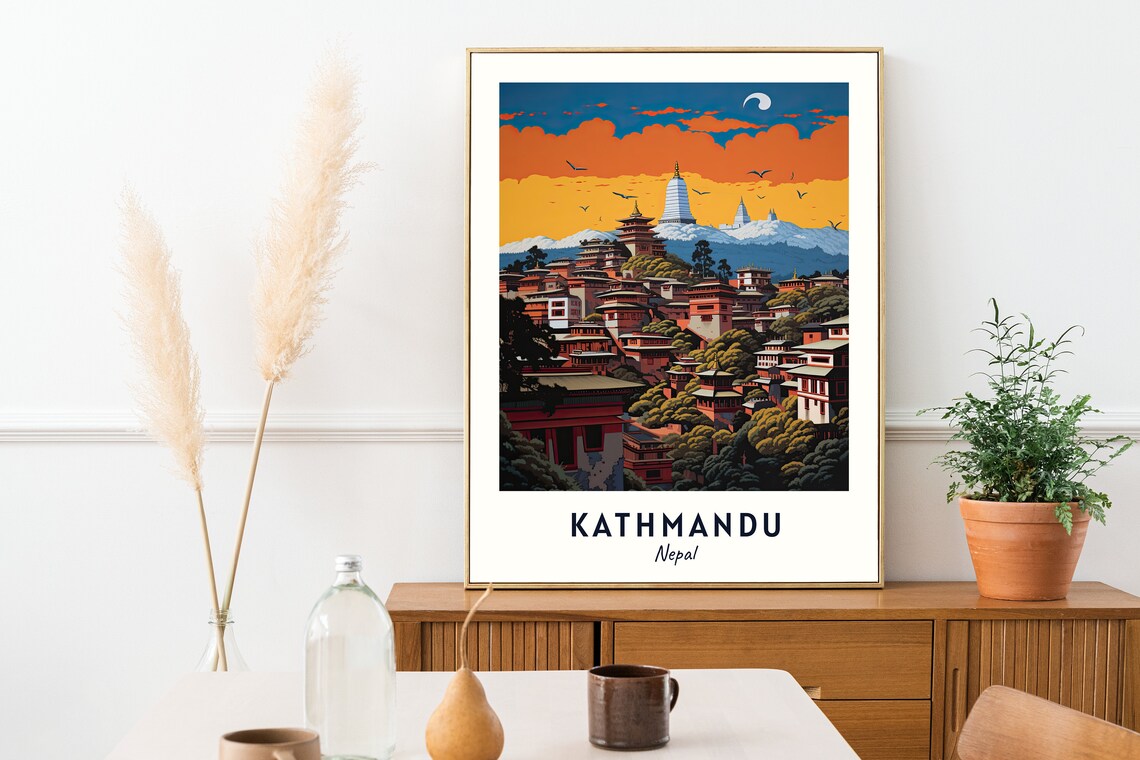 Kathmandu Nepal Travel Poster, City Wall Art Print - Image 2