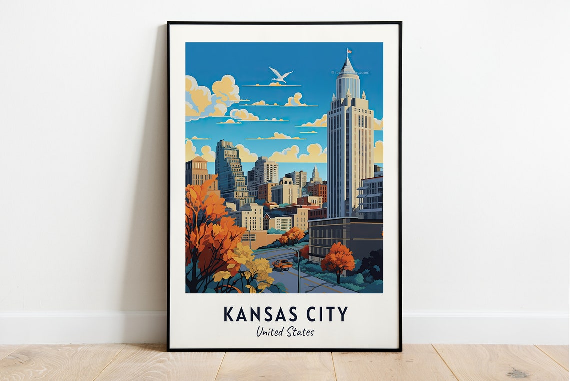 Kansas City Travel Print Kansas City United States Travel Gift Printable City Poster Wedding Gift Birthday Present