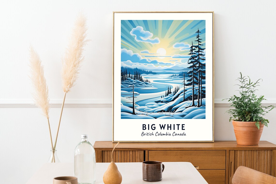 Big White British Columbia Canada Snowy Ski Resort Travel Poster - Image 2