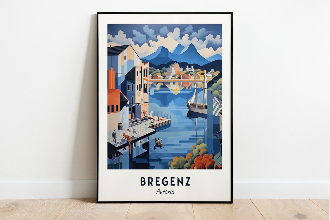 Bregenz Austria Lake Constance Harbor Sailboats Travel Poster