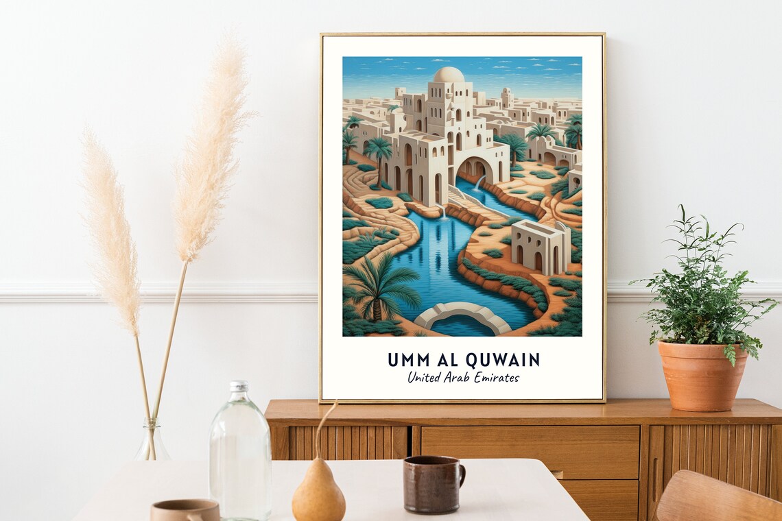 Umm Al Quwain Fort Travel Print Wall Art Umm Al Quwain United Arab Emirates City Print Umm Al Quwain Fort Travel Gift - Image 2