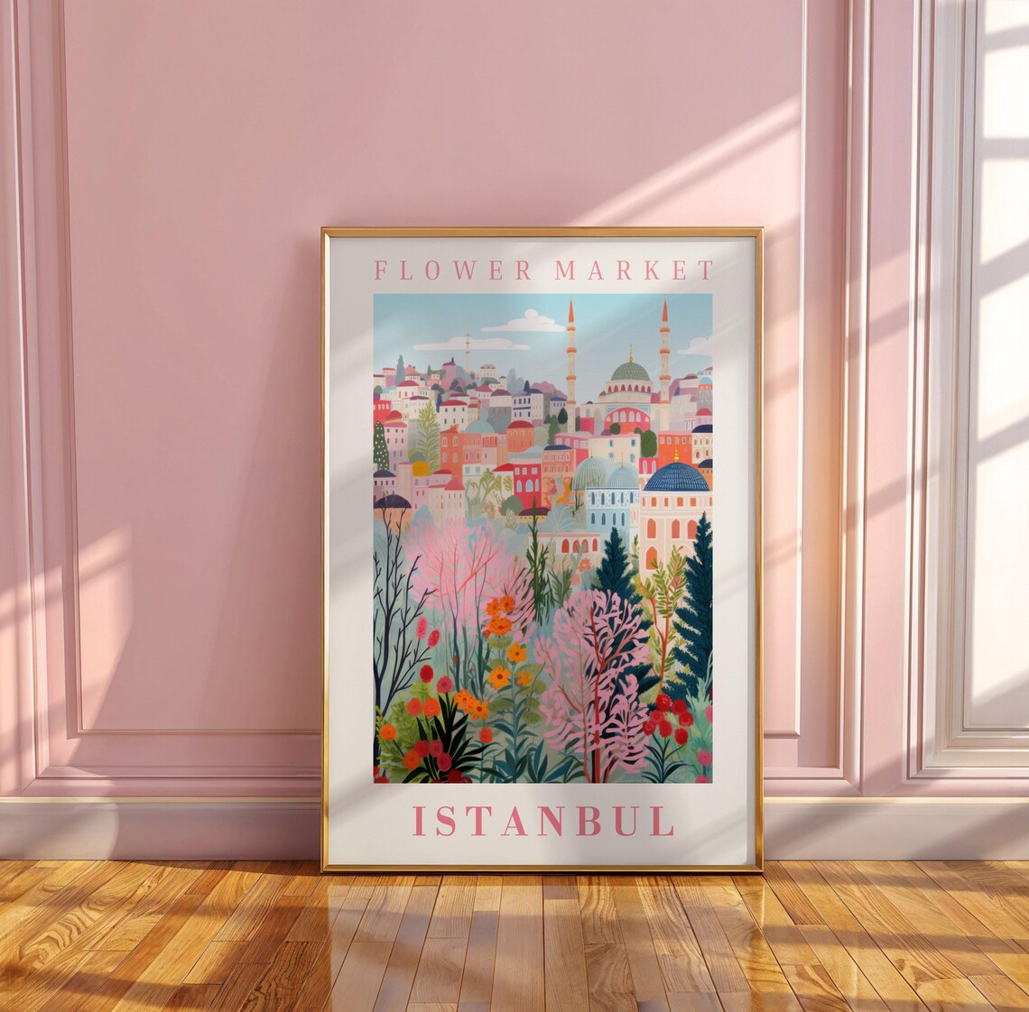 Istanbul Flower Market Travel Poster, Floral Illustration - Image 3
