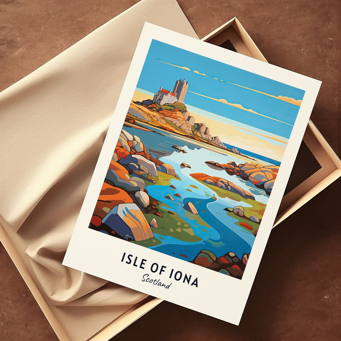 Isle of Iona Scotland Historic Abbey Rocky Shore Travel Poster - Image 3