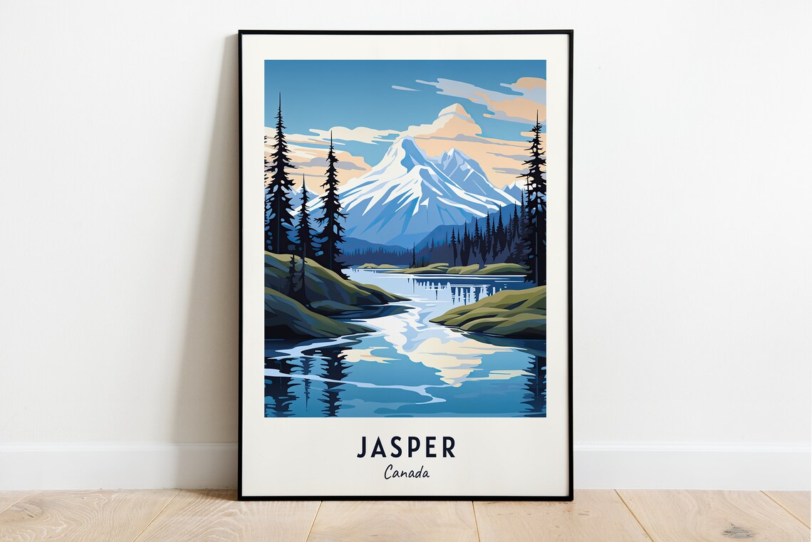 Jasper City Travel Poster, Jasper Canada Art Print