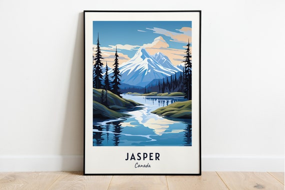 Jasper City Travel Poster, Jasper Canada Art Print