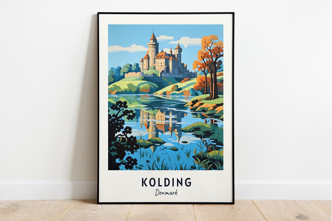 Koldinghus Castle Reflected in the Lake Kolding Denmark Poster
