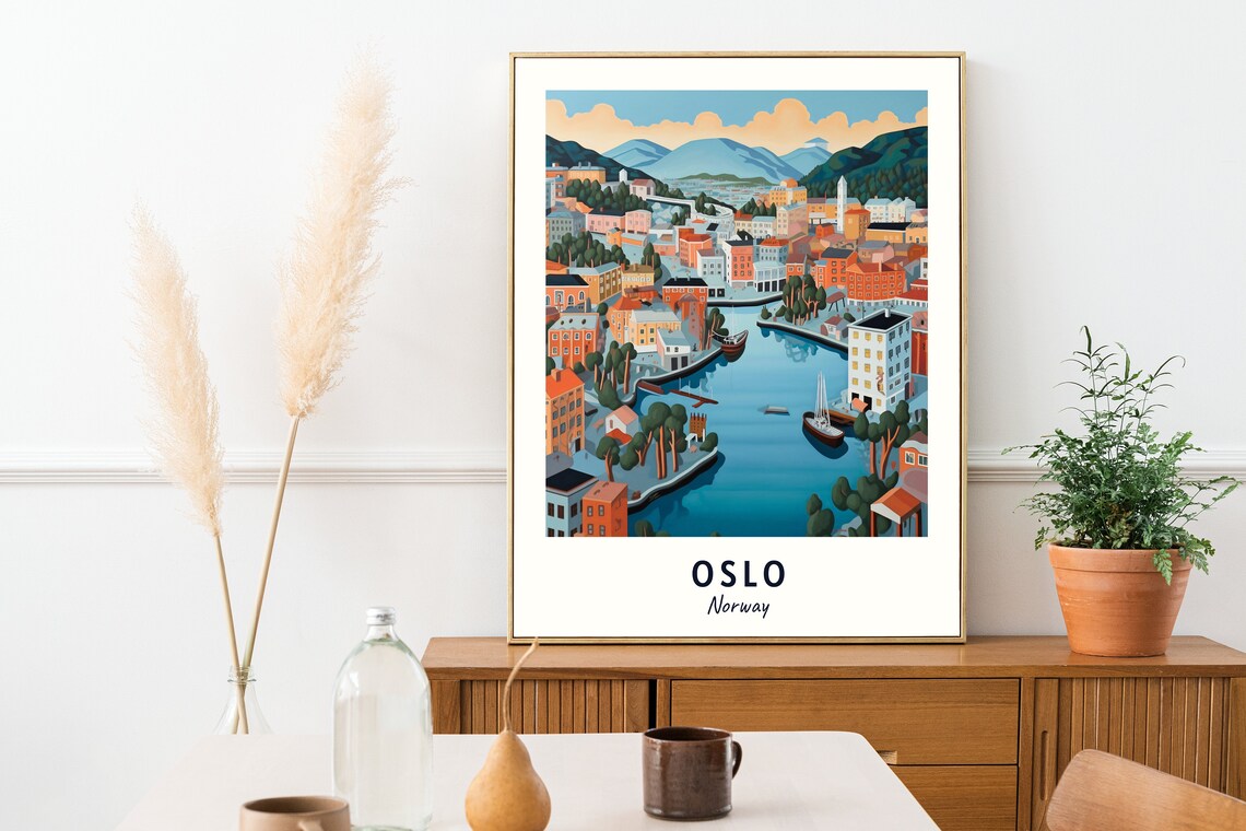Oslo Norway Travel Poster, City View Wall Art - Image 2