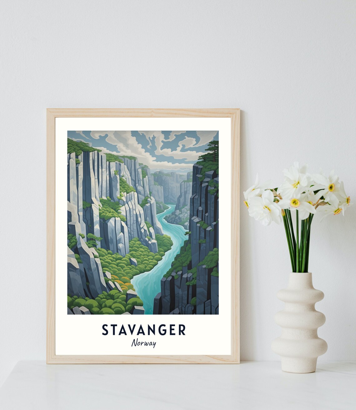 Stavanger Norway Turquoise River Fjord Canyon Summer Travel Poster - Image 2